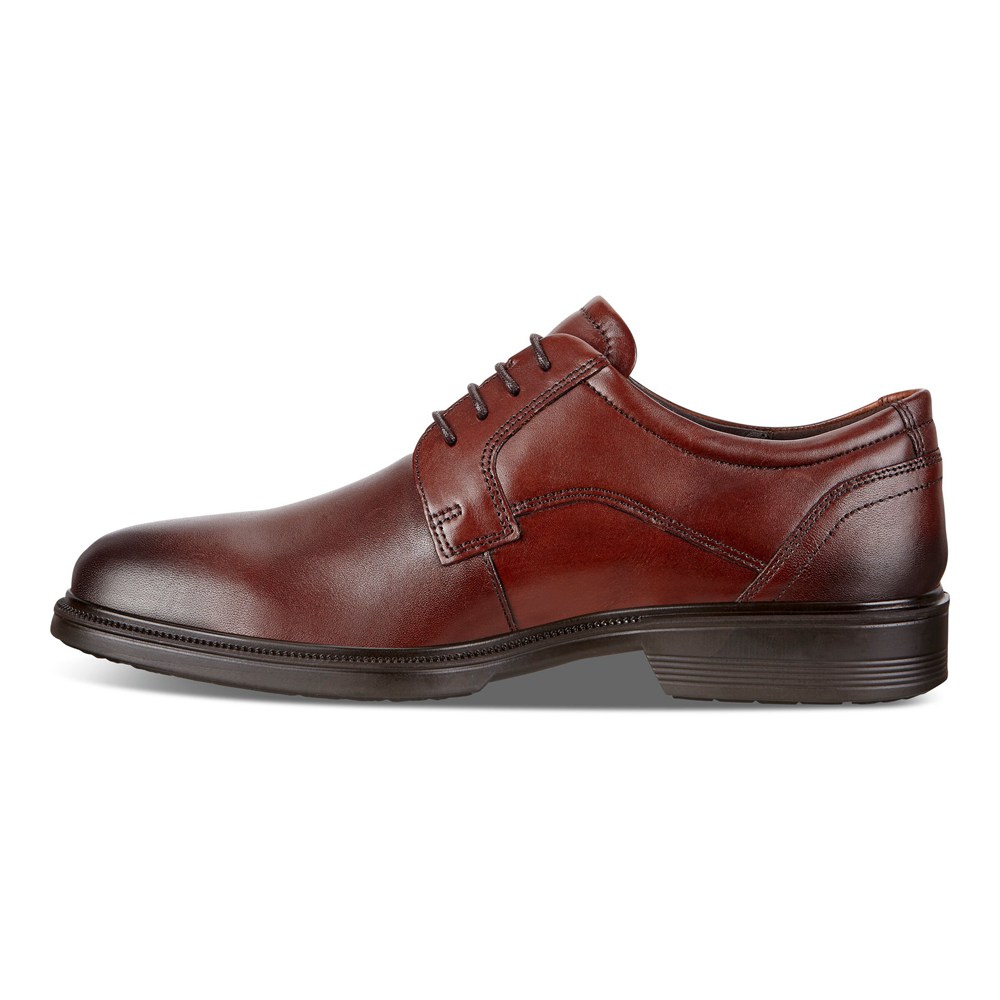 Mens Dress Shoes - ECCO Lisbon Plain Toe Tie - Brown - 8063OJDRB